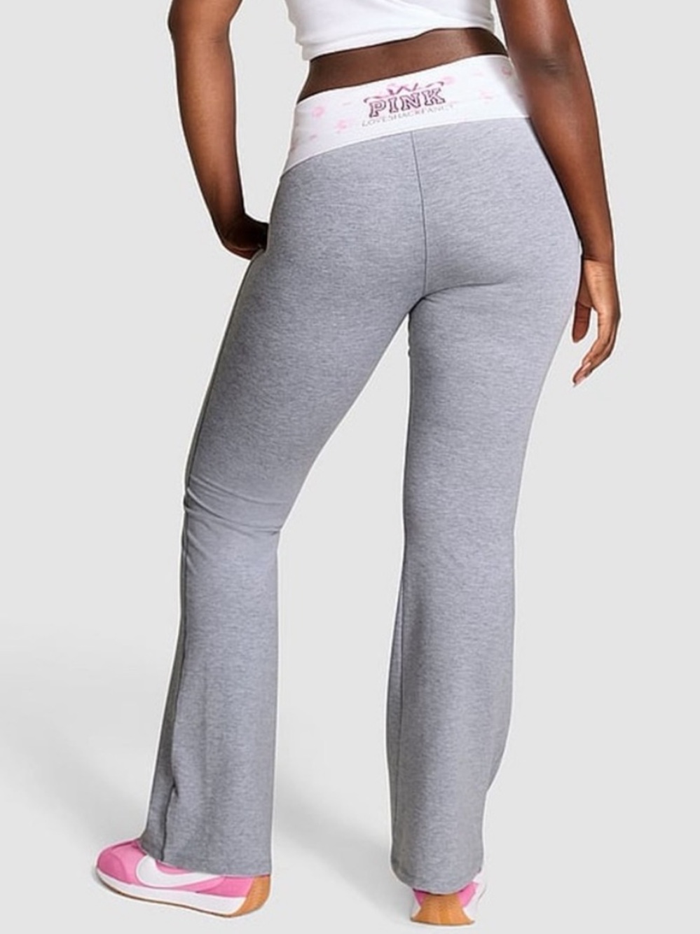New! LoveShackFancy x PINK Heather Grey Cotton Foldover Leggings 57306